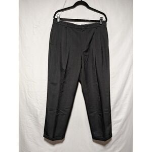 Men's Classic Black Pinstripe Dress Pants‎ Pleated Front Cuffed Slacks Size 36W